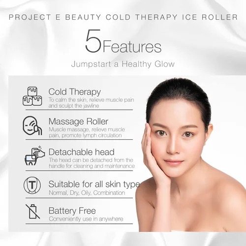 Miniatura 3 de The Ice Roller de Project E Beauty Tratamiento de crioterapia Masaje facial Reduce la hinchazón debajo de los ojos, ojeras Dolor muscular