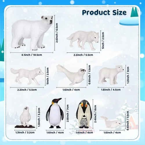 Miniatura 2 de 19 piezas de conjunto de figuras de animales árticos, diorama de hábitat de animales árticos, figuras de animales polares, osos polares, pingüinos