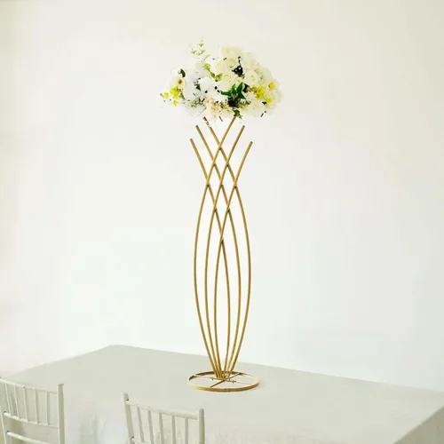 Efavormart - Centro de mesa con marco de flores de metal dorado de 4 pies de alto, con cola de sirena, soporte de exhibición floral para boda Tipo 2