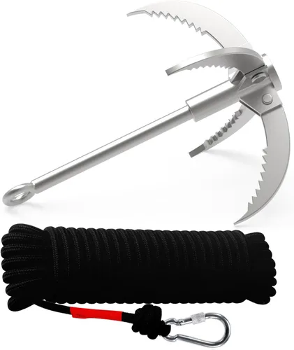 Miniatura 11 de Ant Mag Gancho de Agarre de Acero Inoxidable con Garra y Mosquetón para Camping, Senderismo, Agarre de Árboles y Levantamiento de Agua y Salvamento