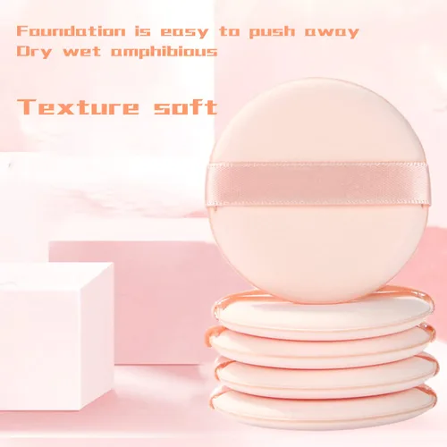 Miniatura 6 de 6 piezas de algodón puro súper suave, lavable, suelto, soplo de polvo, 2.65 pulgadas redondo para maquillaje de base