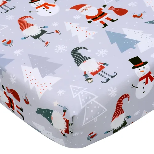 Cloele Sábana Bajera de Cuna de Navidad con Muñeco de Nieve para Niños y Niñas - Paquete de 1 Sábana de Guardería para Bebés Sábana de Cama