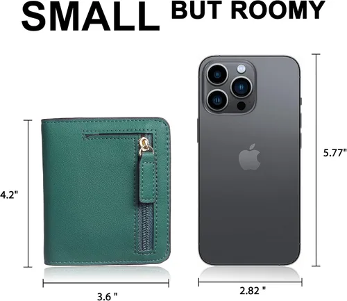 Miniatura 4 de Gostwo - Cartera compacta de piel genuina de lujo para mujer con bloqueo de RFID y ventana de identificación