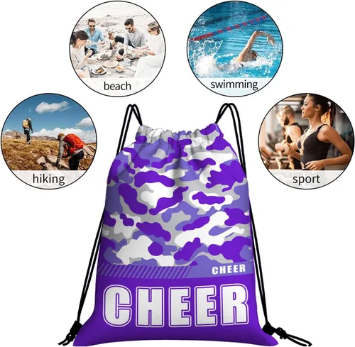 Miniatura 53 de Mochila con cordón impermeable para gimnasio, bolsas con cordón, bolsa de cuerda deportiva, mochila de camuflaje, Bolsas con cordón Cheer - Bolsas
