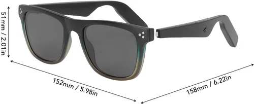 Miniatura 2 de Tnfeeon Lentes de sol inteligentes, lentes de reproducción de música AI con traducción de 144 idiomas, cámara de control táctil para hombres