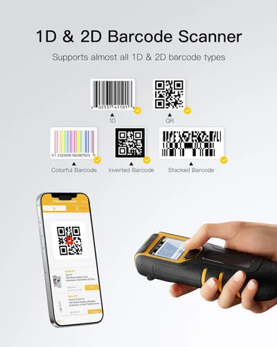 Miniatura 2 de Inateck Escáner de Código de Barras Inalámbrico, Escáner de Código de Barras Bluetooth Portátil con Pantalla, Escáner de Código de Barras 1D 2D QR