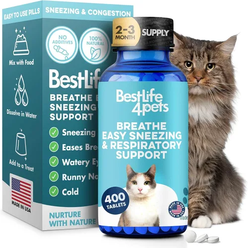 Miniatura 9 de Suplemento Natural para el Confort Respiratorio de Gatos - Apoyo Respiratorio Felino Breathe Easy para Todas las Estaciones, Tos, Congestión Nasal