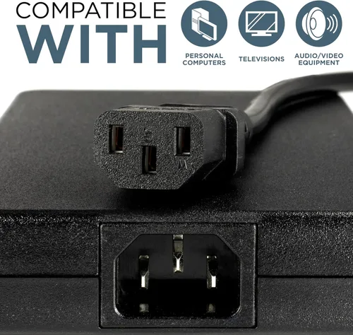 Miniatura 3 de Cable de alimentación de CA de 3 clavijas para computadora, médico, servidor y escritorio, cable de alimentación de 3 clavijas de 1 pie - Cable