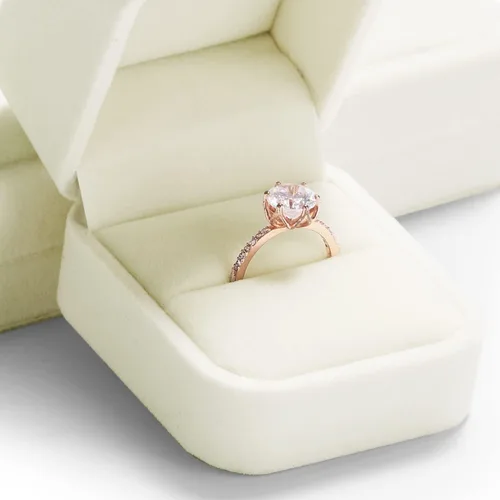 Miniatura 5 de Oirlv Caja de anillo de terciopelo para boda, día de San Valentín, anillos blancos