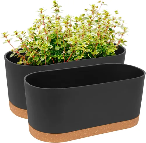 Miniatura 7 de QCQHDU Maceta de 8 pulgadas, paquete de 2 macetas para plantas de interior con agujeros de drenaje y platillo, macetas para exteriores, decoración