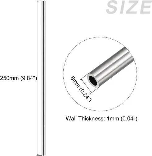 Miniatura 2 de METALLIXITY Tubo de acero inoxidable 304 (0.236 in de diámetro x 0.039 in de pared T x 9.843 in de largo), 2 piezas, tubo recto - para muebles