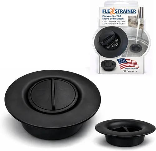 Flex Strainer® Colador de drenaje de fregadero con tapón opcional, sin vástago central, se adapta a desagües y desechos de fregadero estándar de 3½
