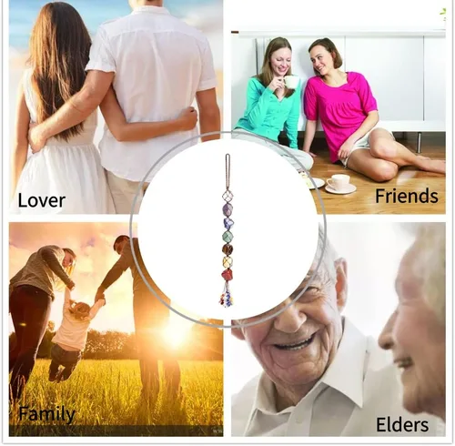 Miniatura 7 de Adornos colgantes de cristal hechos a mano para ventana de automóvil, 7 chakras, decoración del hogar, adorno de Feng Shui, yoga, meditación
