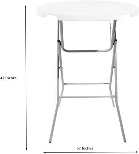 Miniatura 2 de PRO&Family Mesa portátil plegable plástica redonda de 32 pulgadas, blanca, altura superior de la barra de la tabla para los acontecimientos