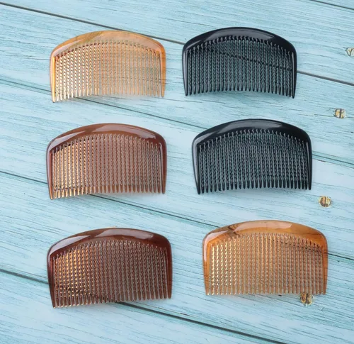 Miniatura 6 de 6 piezas de 29 dientes de pelo francés peine lateral estilo vintage café negro marrón plástico torcido pinzas para el cabello para mujeres niñas