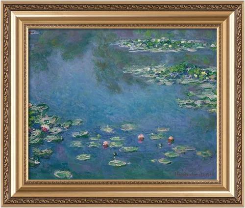 IPIC - Reproducción artística de los lirios de agua de Claude Monet 1906, impresiones giclée coinciden con el marco dorado clásico, arte de pared