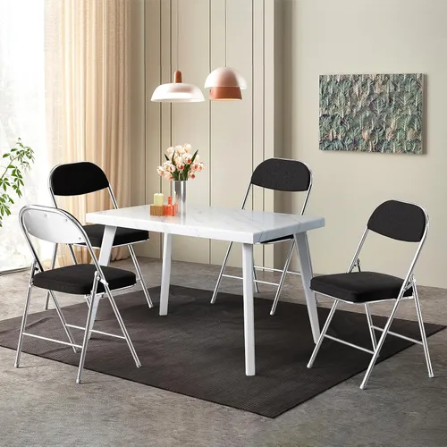 Miniatura 8 de VINGLI Paquete de 2 sillas plegables con asiento y respaldo acolchados, marco de metal, tela de pana duradera, capacidad de 350 libras, juego de 2
