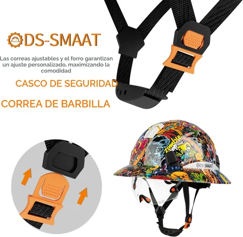 Miniatura 5 de Casco duro de ala completa con visera, casco de seguridad de suspensión de trinquete de 6 puntos, protección superior de impacto para la cabeza