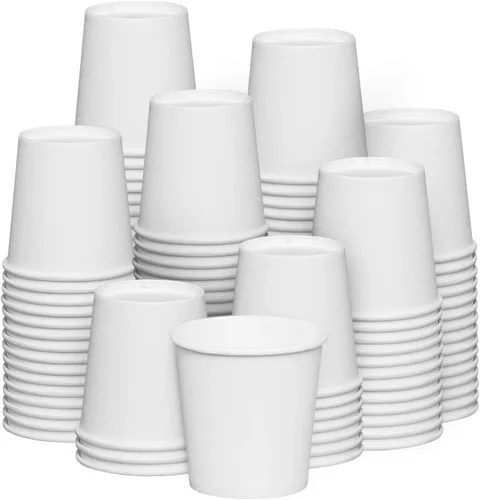 GUSTO Vasos de papel blanco de 4 onzas para café y expreso, tazas de baño y enjuague bucal [300 unidades] vasos desechables para degustaciones y