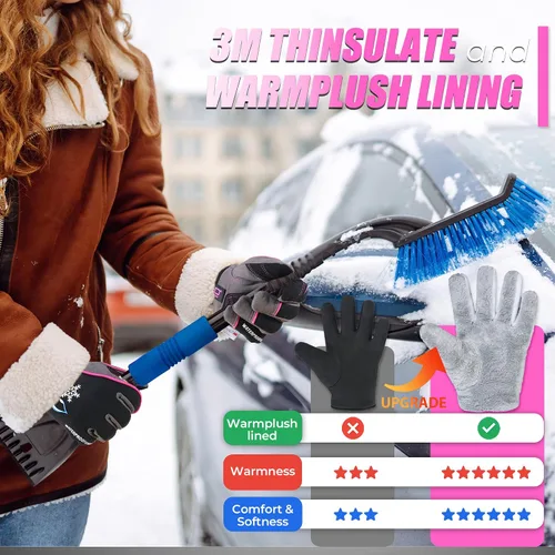 Miniatura 3 de HANDLANDY Winter Work Gloves, 3M Thinsulate Waterproof Insulated Glove for Men Women Rosa