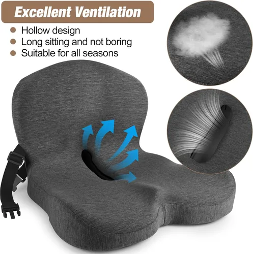 Miniatura 5 de MYFAMIREA Cojín para Asiento de Camión, Cojín de Asiento de Espuma Viscoelástica para Camionero para Asiento Largo con Correa Ajustable, Soporte