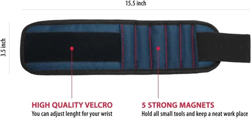 Miniatura 3 de Pulsera magnética para sujetar tornillo, con imanes fuertes, hecha de poliéster magnético con imanes ligeros y potentes, herramienta perfecta