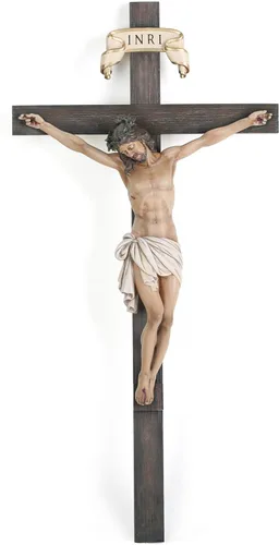 Cruz de Pared Crucifijo Católico BC 16" H Jesucristo Decoración Interior del Hogar Regalos Religiosos Coleccionables Escultura Renacentista Hecha a