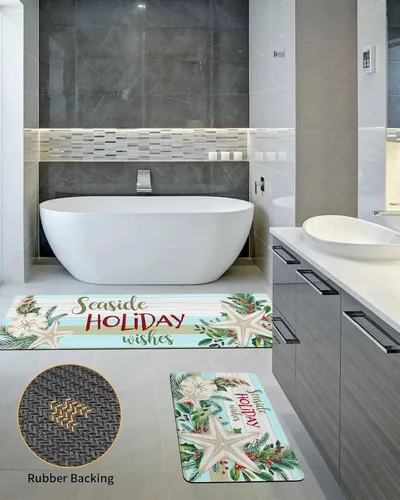Miniatura 5 de Tapete de baño de Navidad para bañera, antideslizante, de secado rápido y absorbente, tierra de diatomeas, fregadero, dormitorio, cocina, lavable
