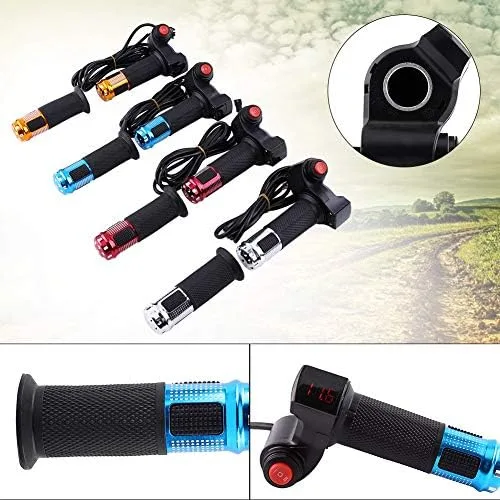 Miniatura 8 de Juego de empuñaduras de acelerador, manubrio eléctrico de motocicleta con pantalla LED, 12-84V, 3 velocidades, izquierda y derecha, rojo