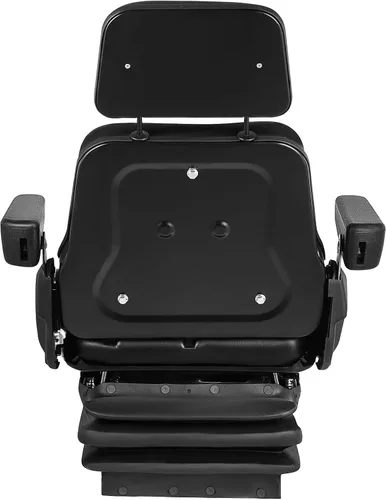 Miniatura 9 de VEVOR Asiento de suspensión con respaldo ajustable, reposacabezas y reposabrazos, asiento de carretilla elevadora con rieles deslizantes, plegable