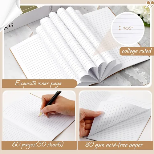 Miniatura 4 de Harloon A5 Composition Notebook Journals 8 x 5.75 in College Ruled Kraft Notebooks with Rainbow Spines Small Lined Composition Book for Office