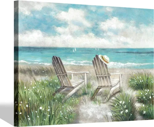 Miniatura 11 de SD SOFT DANCE Lienzo decorativo para pared de playa, paisaje marino, pintura costera para dormitorio (16 x 11 x 1 panel)