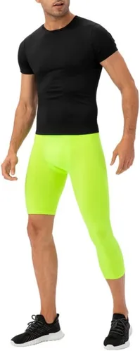 Miniatura 36 de Pantalones de compresión para hombre, mallas de compresión de una pierna para baloncesto, capri 3/4, leggings atléticos, capa base de secado fresco