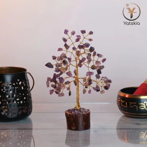 Miniatura 4 de YATSKIA Árbol de cristal de amatista - Decoración de piedras preciosas - Bonsái de dinero de Feng Shui - Amatista natural - Árbol de gemas de cristal