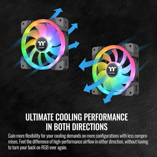 Miniatura 4 de Thermaltake SWAFAN EX 12 RGB - Ventilador de escritorio para PC, paquete de 3, 500-2000 RPM, conexión magnética, cuchillas reversibles, controlador
