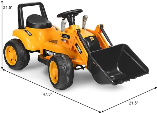 Miniatura 9 de FFlyer - Excavadora de paseo para niños, excavadora cargadora alimentada por batería de 6 V con cubo de excavación controlable, bocina