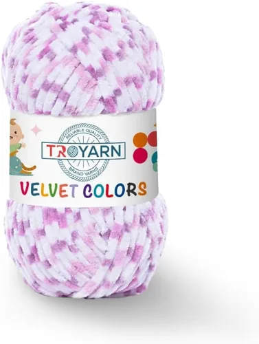 Miniatura 23 de TROYARN Hilo de lana de terciopelo en colores (paquete de 3 madejas) Chenille para manta Amigurumi, hilo para crochet y punto súper voluminoso 3x100