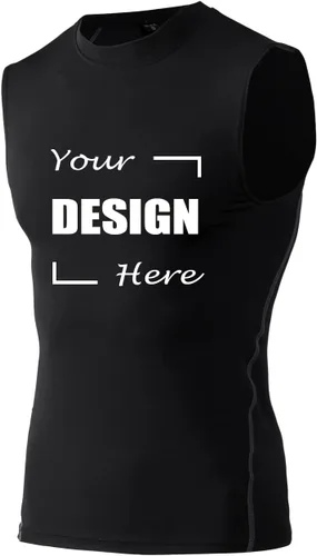 TOPTIE Camisa de compresión personalizada sin mangas, camiseta de entrenamiento personalizada con logotipo de 2 lados impreso