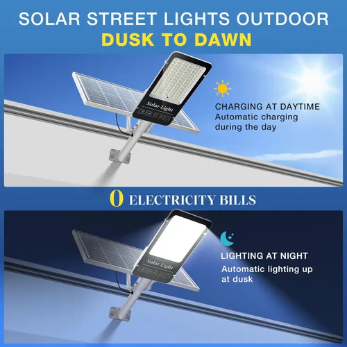 Miniatura 4 de OKPRO Luz solar de calle de 10000 W, cuentas LED superbrillantes, luces solares para exteriores, impermeable, IP66, luz de estacionamiento