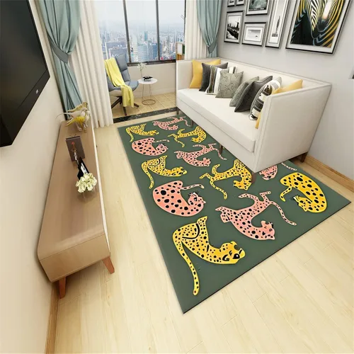 Miniatura 21 de Alfombra de área con estampado de leopardo, 3 x 5 pies, alfombra con estampado de guepardo africano majestuoso y vida silvestre, alfombra de pelo 15