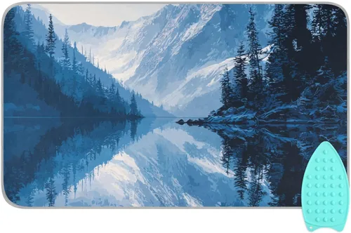 Miniatura 27 de Tapete de planchado de mariposa floral azul, manta portátil con soporte de silicona para planchar para mesa de viaje, resistente al calor, doble