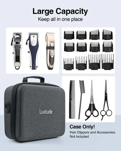 Miniatura 2 de Luxtude Estuche de peluquero grande, bolsas de peluquería duras para cortadoras y suministros, estuche de viaje para cortapelos y recortadoras