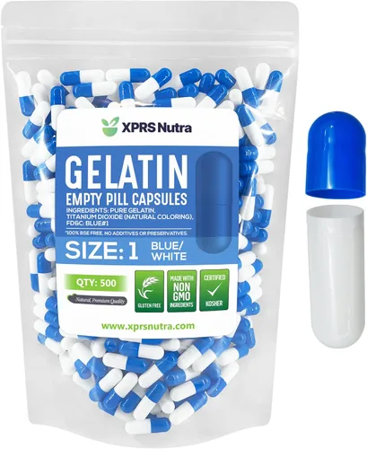 Miniatura 29 de XPRS Nutra Cápsulas vacías de tamaño 1 – 500 cápsulas vacías de gelatina – Pastillas de relleno de cápsulas de bricolaje – Cápsulas de gel de Oro