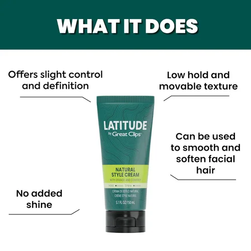 Miniatura 3 de GREAT CLIPS LATITUDE - Crema de estilo natural Gel para el cabello para hombres Bajo agarre + bajo brillo 5.1 onzas El embalaje puede variar