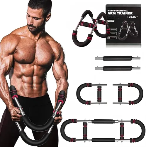 LYKAN Entrenador de brazo Twister, equipo de entrenamiento de pecho ajustable de 40 a 100 libras, entrenador de brazos, entrenador de brazo Rojo
