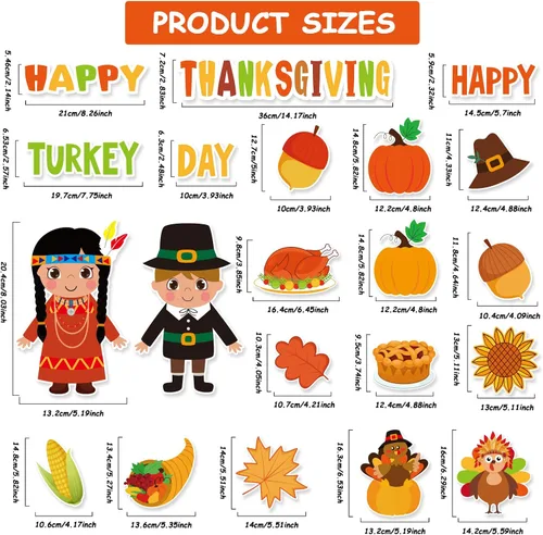 Miniatura 2 de 51 recortes de Acción de Gracias, calabaza, pavo, hojas de bellota, indios, decoración de aula, feliz otoño, feliz cosecha, dector de otoño