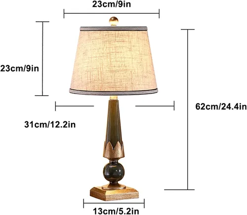 Miniatura 2 de Lamp For Desk Retro Table Lamps Resin Bedside Table Lamps with Fabric Lampshade Concise Nightstand Lamps for Home Office Study Table Lamp, 24.4"H