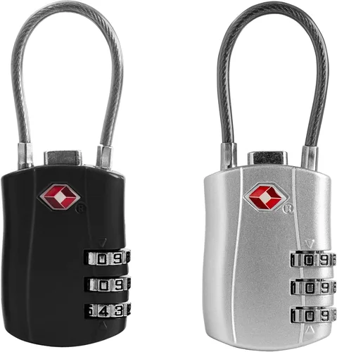 Miniatura 7 de Cerraduras TSA para equipaje, candado pequeño combinado con cable, candados de equipaje aprobados por la TSA, candado combinado con código
