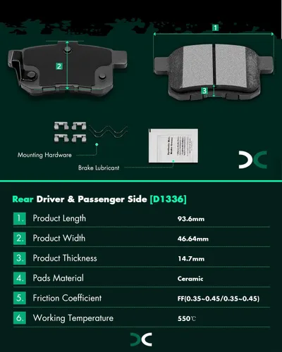 Miniatura 4 de SCITOO Pastillas de freno de cerámica, 8 piezas de pastillas de freno delanteras y traseras kits de frenos para 2008-2012 para Honda para Accord