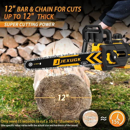 Miniatura 3 de JEXUGK Motosierra Inalámbrica Sin Escobillas de 12 Pulgadas, Motosierra Inalámbrica de Mano con 2 Baterías de 4.0Ah, Motosierra Mini Portátil con 2